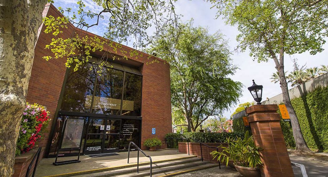 the entryway to Northwest Hall on the University of the Pacific's Sacramento Campus.